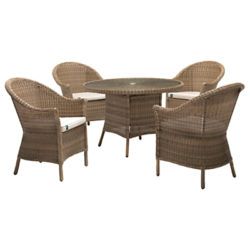 KETTLER RHS Harlow 4 Seater Table & Chairs Set, Natural